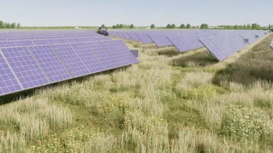 Un rendering di come sarà il nuovo parco fotovoltaico a Casale sul Sile