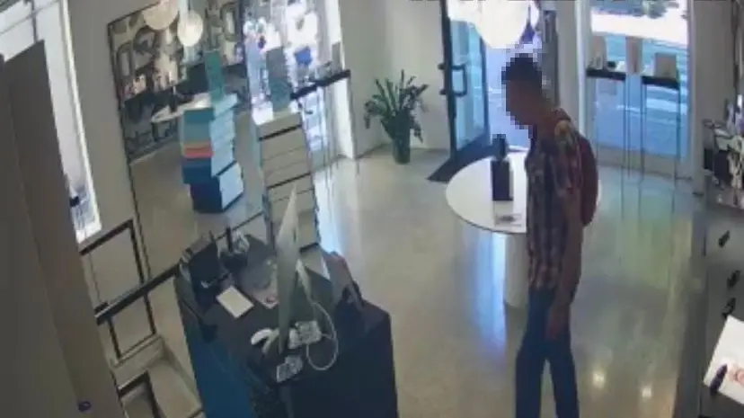 Il ladro reo confesso sorpreso dall'occhio elettronico nel negozio
