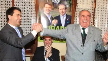 Il prosindaco Gentilini insieme allo stato maggiore della Lega all’investitura di Serena. Dietro Luca Zaia