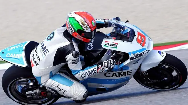 15 Sep 2012, Misano Adriatico, Italy --- Italian MotoGP rider Danilo Petrucci of the Came IodaRacing Project team in action during the qualifying practice session at the Misano circuit, 15 September 2012, ahead of the Grand Prix of San Marino and Riviera di Rimini at the Misano circuit, Misano Adriatico, Italy on 16 September 2012. ANSA/ETTORE FERRARI --- Image by © ETTORE FERRARI/ANSA/Corbis