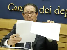 Giancarlo Galan alla Camera durante la conferenza stampa sulla sua memoria difensiva, Roma 23 giugno 2014. ANSA/GIUSEPPE LAMI
