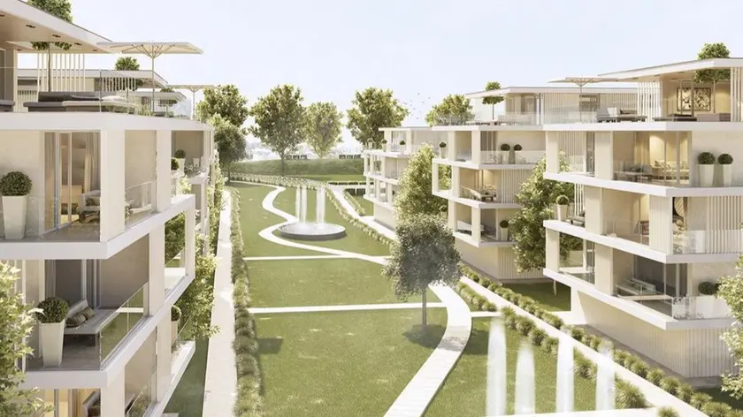 Il render del Panatta Village che sarebbe dovuto sorgere dietro il Racquet Club dell’ex campione