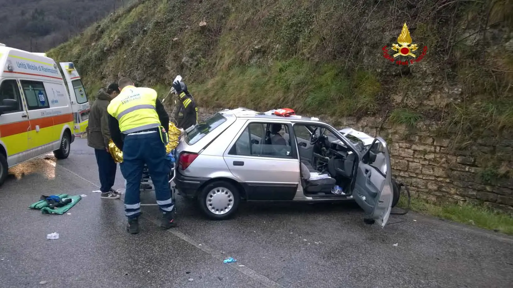 L'incidente avvenuto in via Mura a Cison di Valmarino