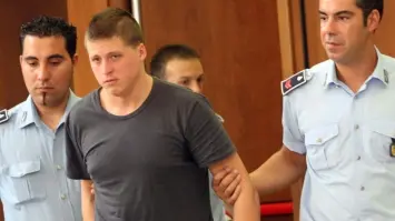 Valentino Capretta nell’aula di tribunale al processo di primo grado