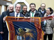 Interpress/M.Tagliapietra Venezia 20.02.2014.- Conferenza stampa Lega Nord per Referendum Consultivo per l'indipendenza del Veneto. Luca Zaia, Matteo Salvini e consiglieri. Taverna La Fenice.