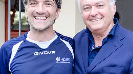 Bolognini Pieve di Soligo festeggiamenti Eclisse Carenipievigina, misterMarco Conte con il presidente Paolo De Nicolo