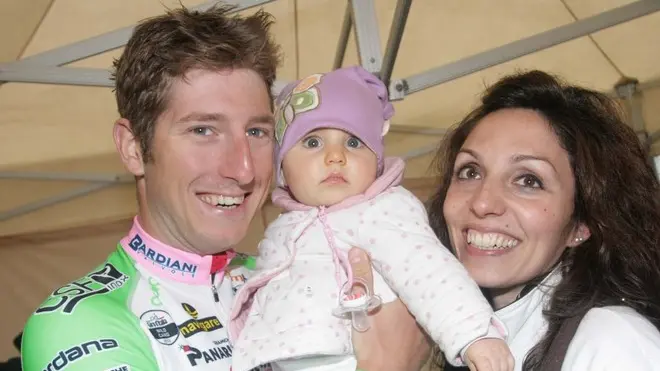 BOLOGNINI TREVISO ARRIVO DEL GIRO D'ITALIA 2013 IN P. BURCHIELLATI E PREMIAZIONI, IN FOTO SACHA MODOLO LA MOGLIE ROSSANA E FIGLIO