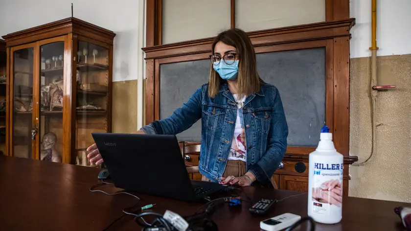 15/06/2020 Milano, Preparativi in vista dell'esame di maturità al Liceo Parini. Quest'anno gli esami compredono solo la prova orale, a causa della pandemia da Coronavirus , norme anti Covid-19