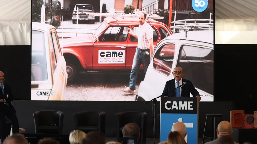 Paolo Menuzzo, fondatore della Came, alla festa per i 50 anni dell’azienda celebrata a fine 2022