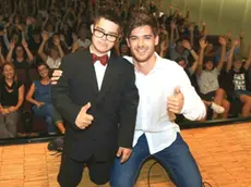 Giovanni e Giacomo Mazzariol alla presentazione del film “Mio fratello rincorre i dinosauri”