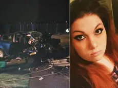 Chiara Brescaccin, aveva 23 anni. A sinistra i resti della Fiat Punto dopo l'impatto